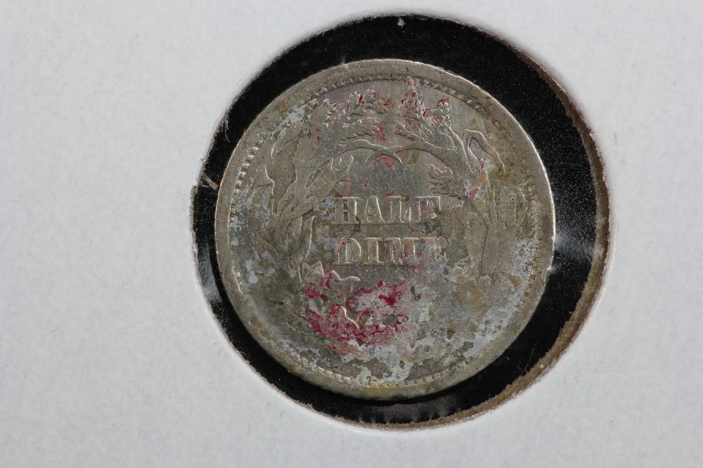1861 Seated Liberty Half Dime Glue on Reverse 2NZD