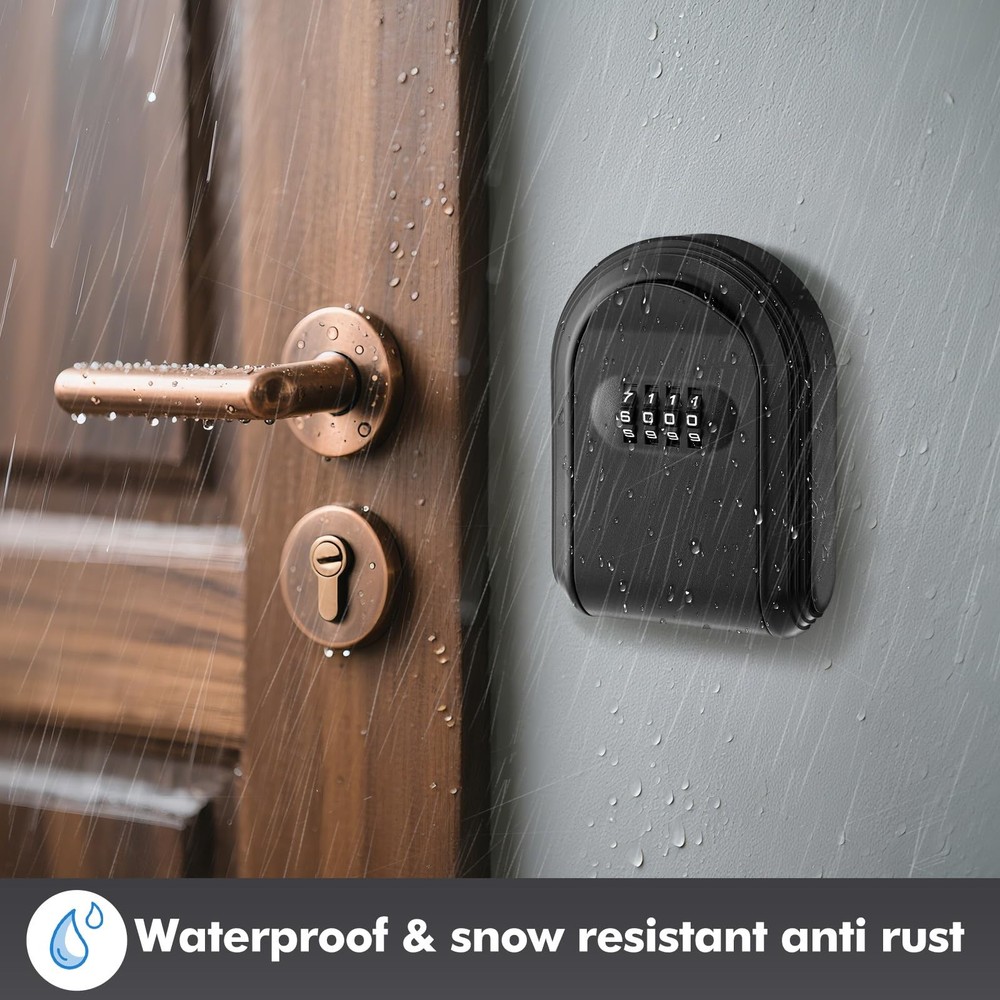 2 Pcs Lock Box for Keys with Code, Wall Mount Key Lock Box 4 Digit Combinatio...