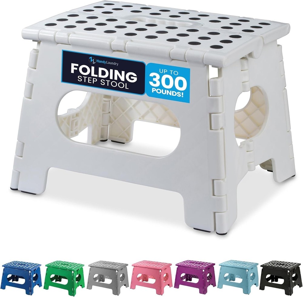 Versatile Lightweight Step Stool - 9-Inch Folding Stool for Kitchen & Bathroom