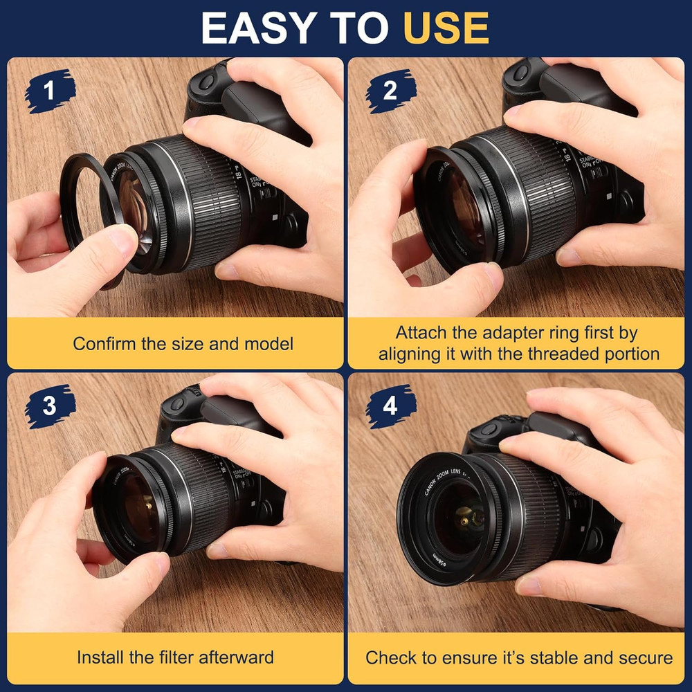 Step down Ring Adapter 72Mm to 67Mm, 2 Pcs Filter Step-Down Rings Camera Lens Fi