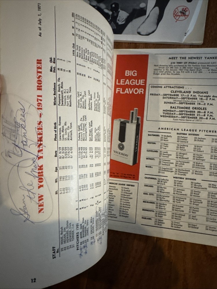 1971, 1973, 1974 Yankee Program & Scorecard Lot