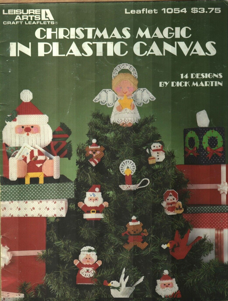 NEW CHRISTMAS MAGIC ORNAMENTS SANTA 14 DESIGNS PLASTIC CANVAS PATTERN BOOK