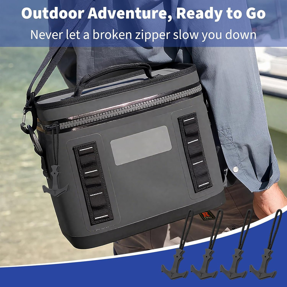 4 PCS Zipper Pulls Replacement Compatible with Yeti Cooler, Heavy Duty T-Shaped