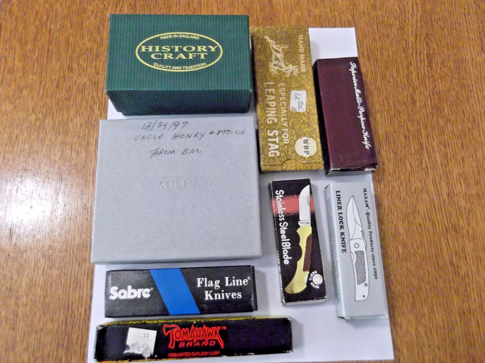 Various Imported Empty Knife Boxes Only Lot of 8