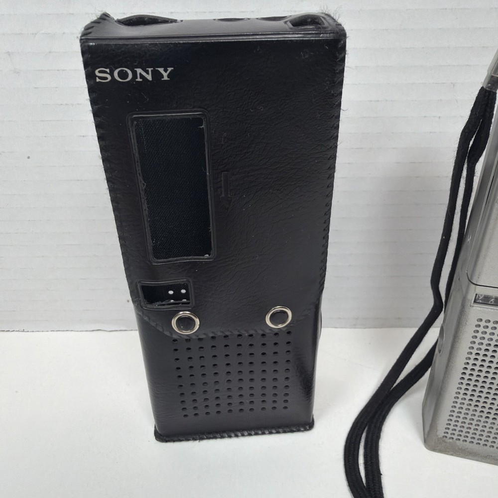 Sony Micro Cassette Recorder M-203 w/ Leather Case -Powers On NEEDS BELTS