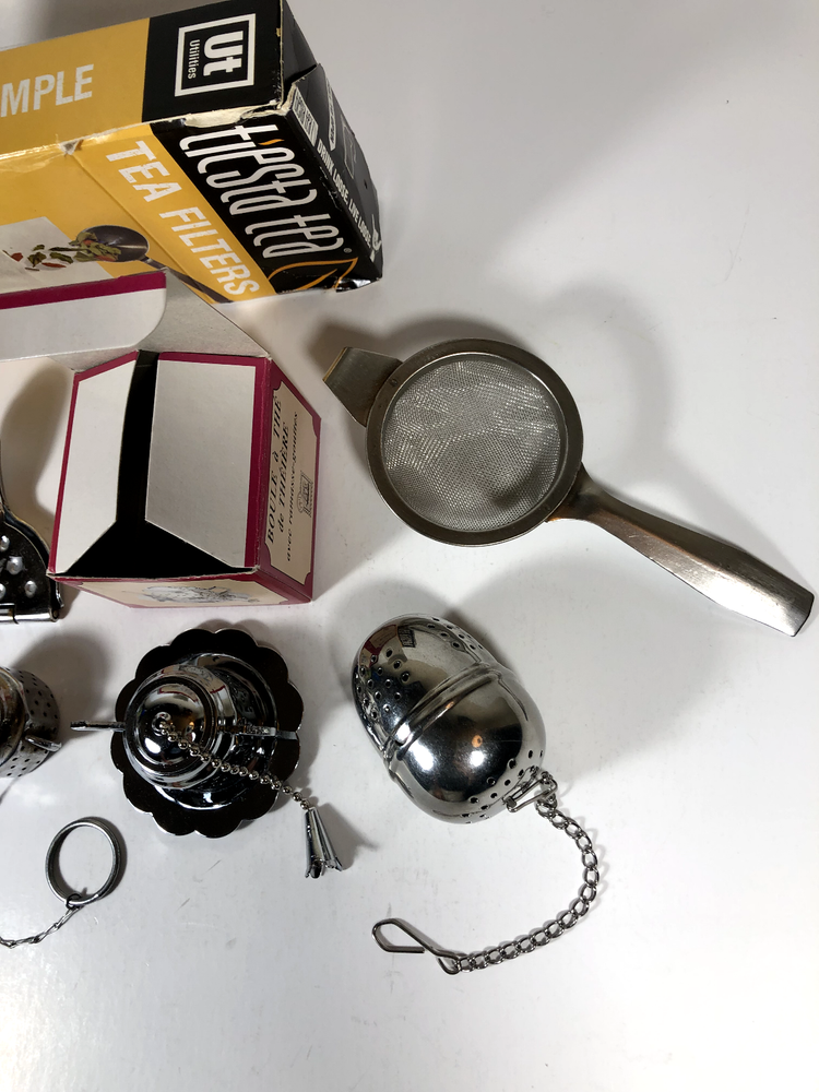 7+ Pc Tea Infuser Collection- Spring, Lemon Press, Egg, Vtg Occupied Japan Pot