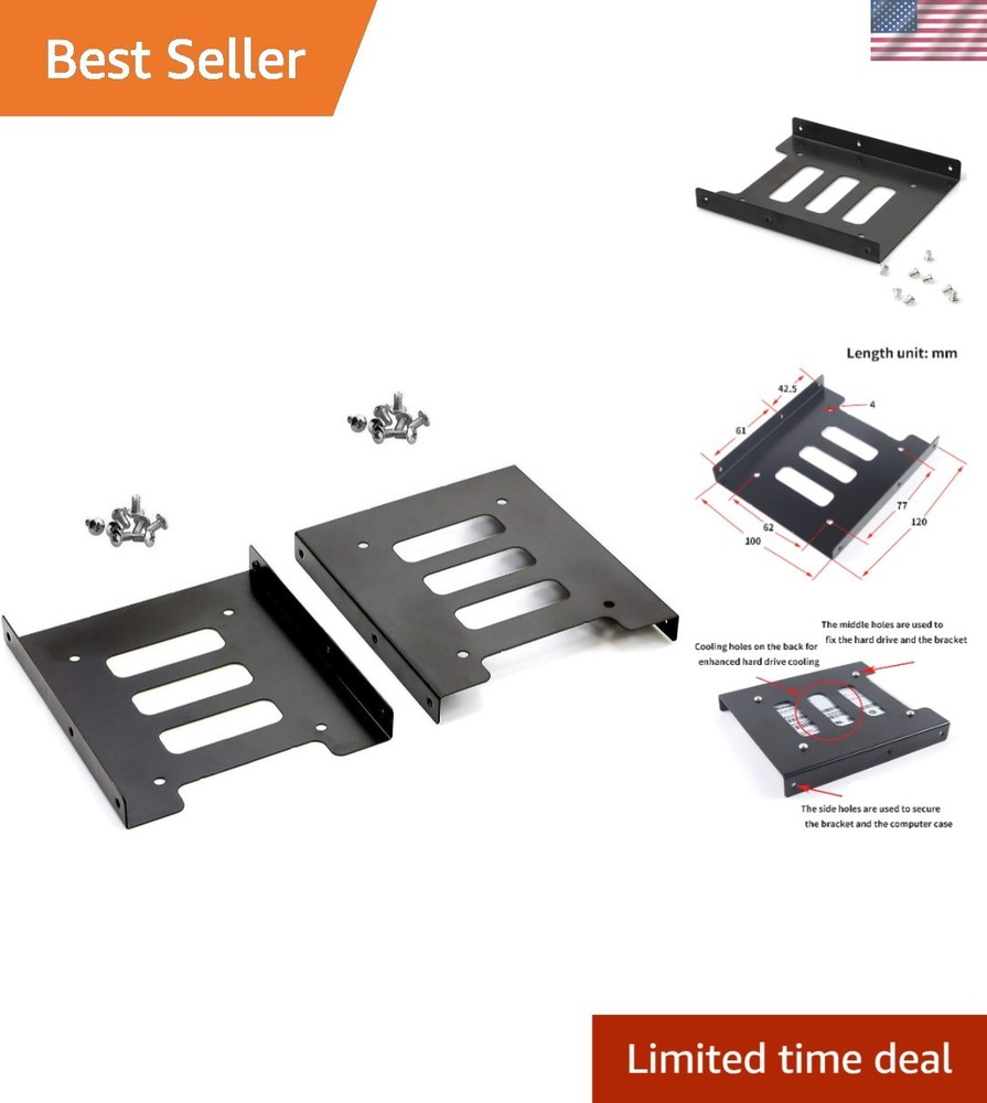 Transform Your Storage: 2.5'' to 3.5'' Hard Drive Mounting Brackets (2-Pack)