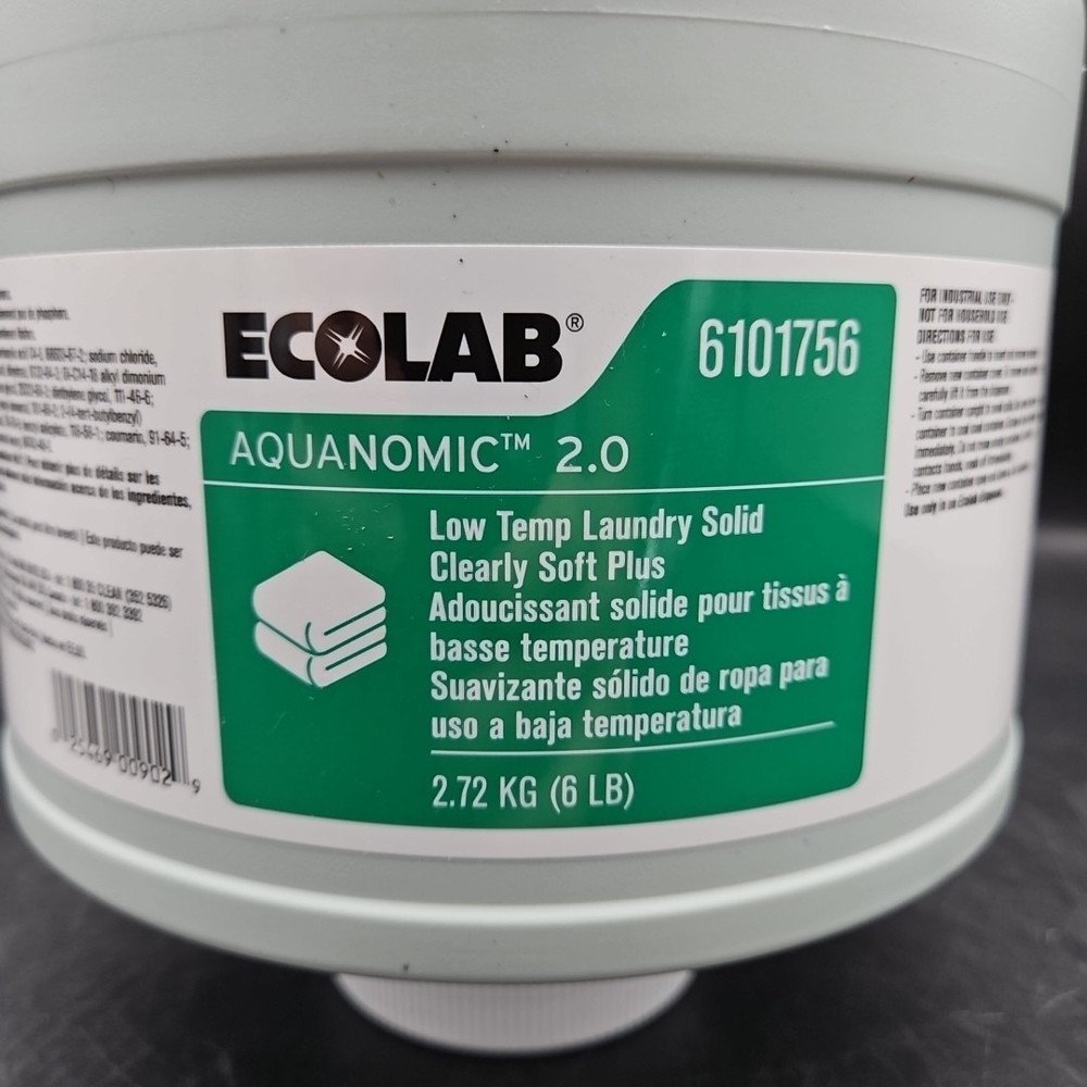 Ecolab 6101756 Aquanomic 2.0 Low Temp Laundry Solid Clearly Soft Plus 6 LB