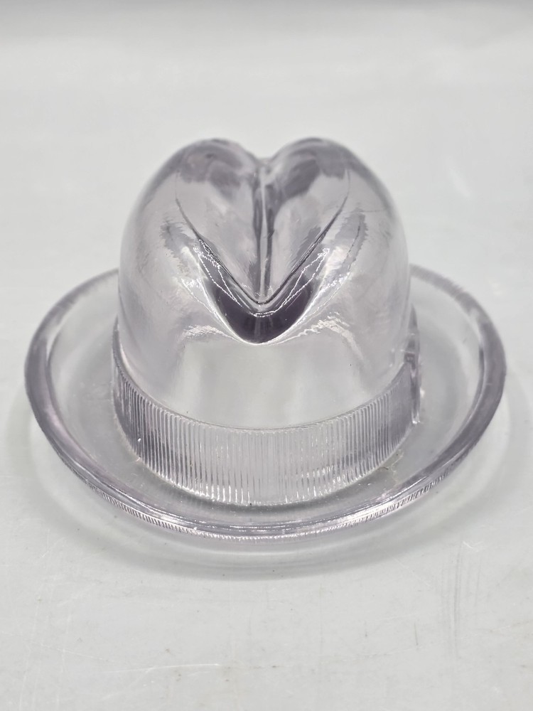 VINTAGE 1940s Pressed Glass Fedora Hat Candy Container - Novelty