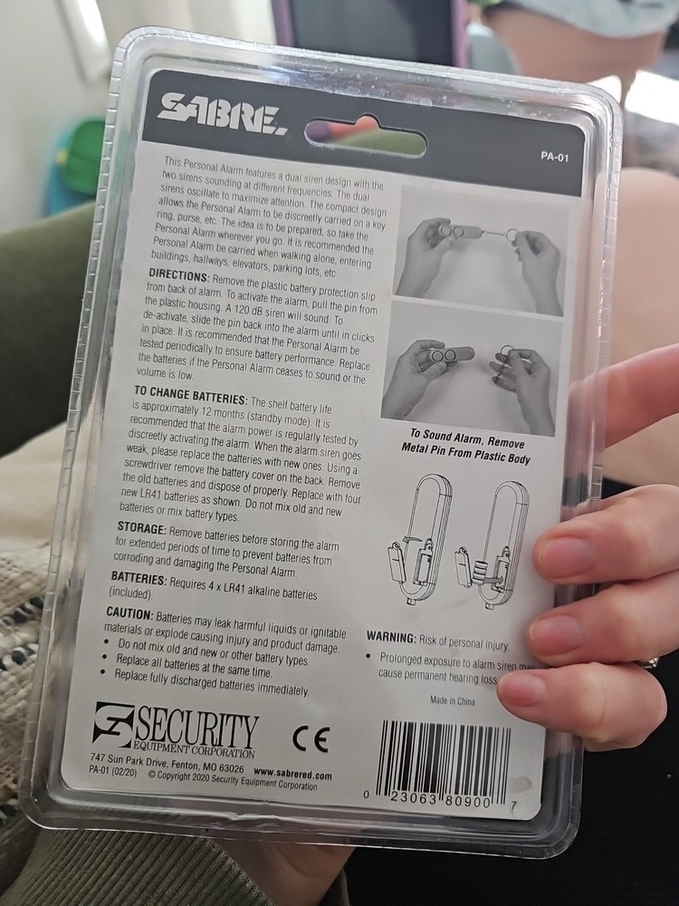 Sabre Black Plastic Personal Security Alarm