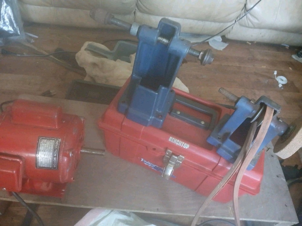 Bench Top Belt Sander w Motor + Vise Bundle Workshop Tools Tested/Untested