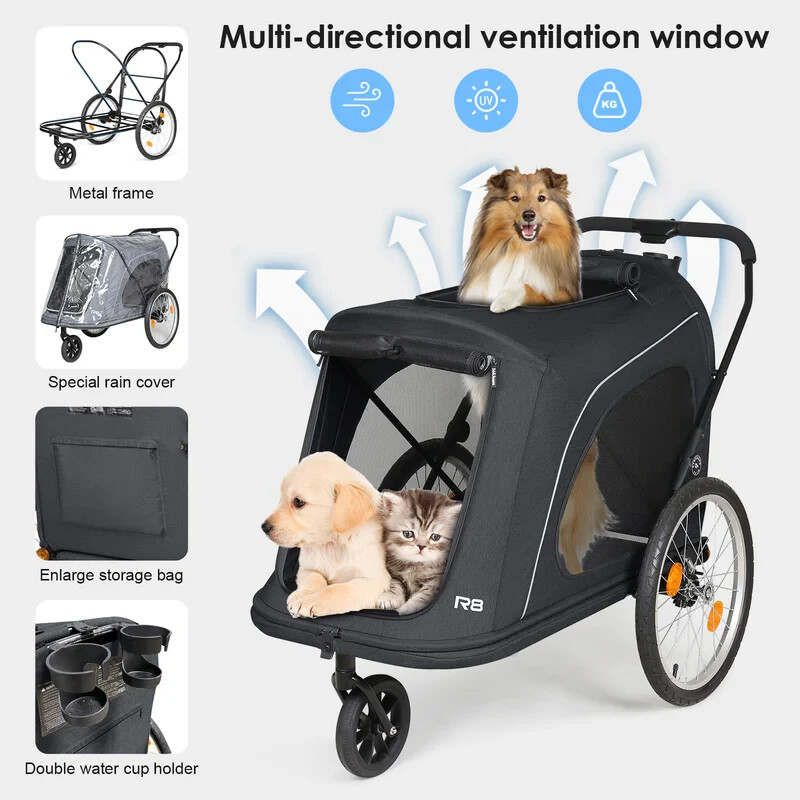 Beberoad Pets Stroller Foldable Pet Stroller R8 Luxury Dog Stroller Pet Trailer