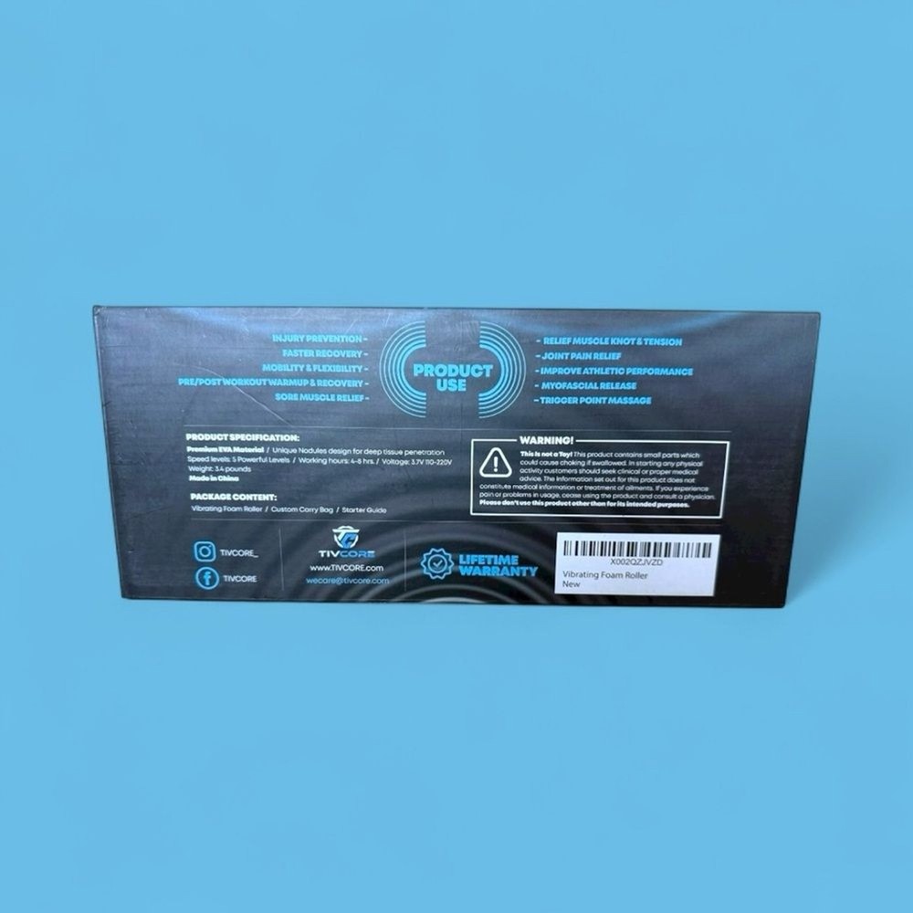 TIVCORE Blue Vibrating Foam Roller NIB NEW