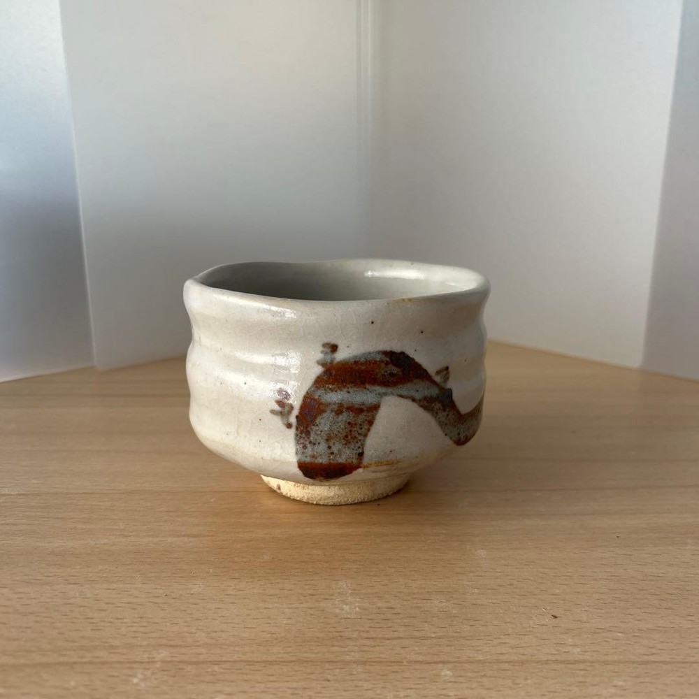Tea Utensils Shino ware matcha white and brown pattern
