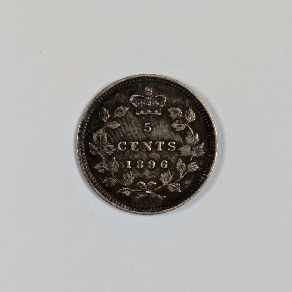1896 Canada Victorian Silver 5 Cents XF