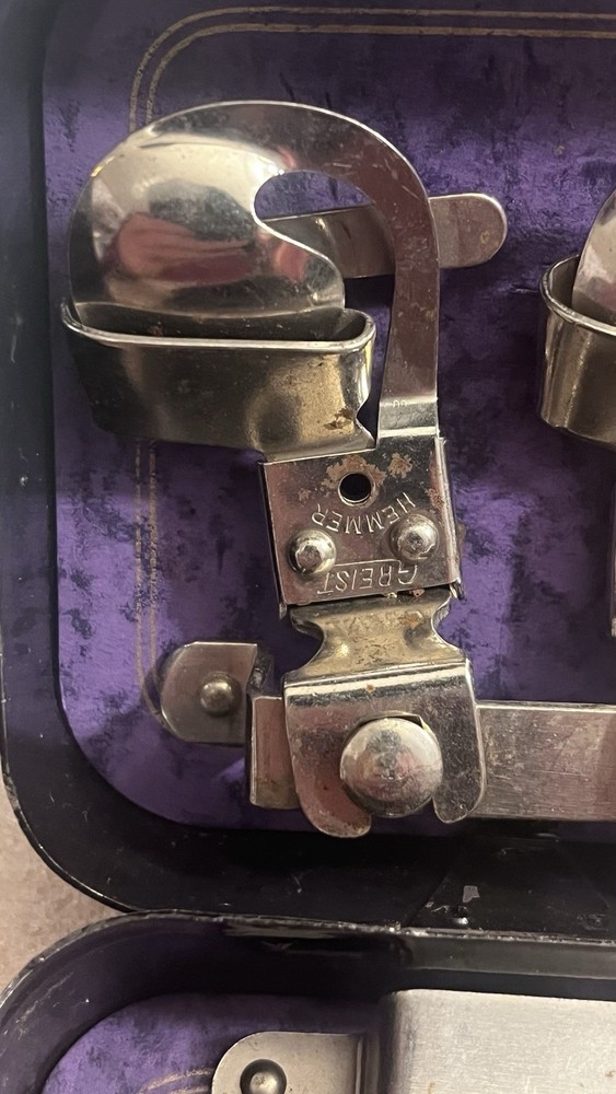 Vintage Greist Sewing Machine Attachments in “Rotary” Tin.