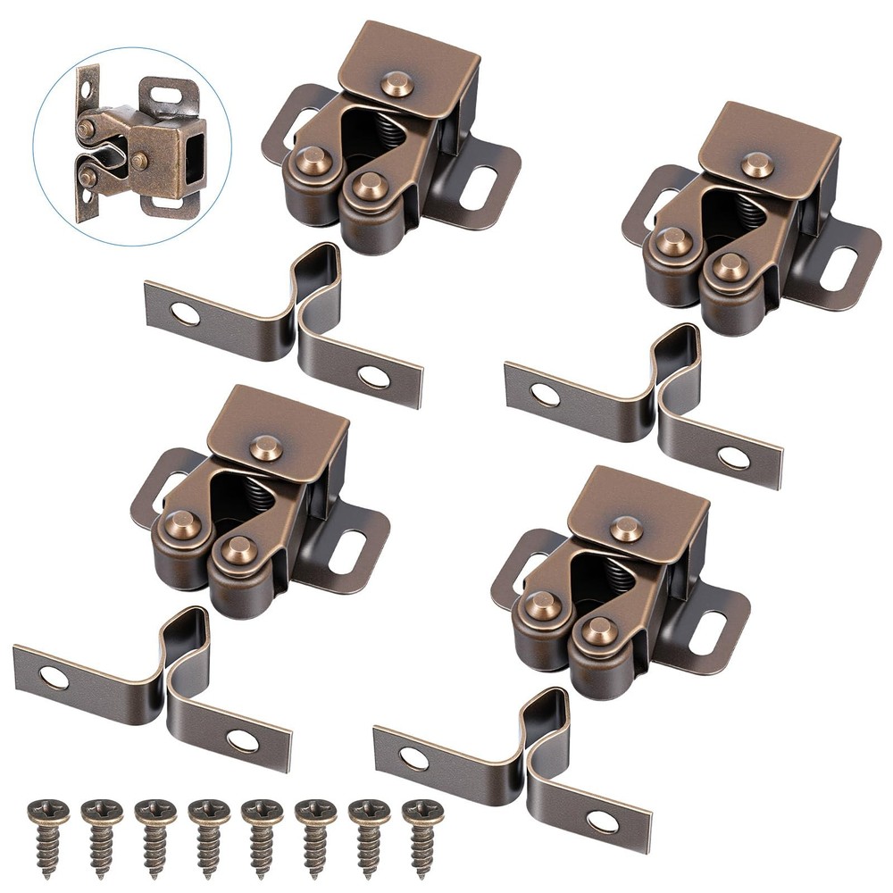4 Pcs Double Roller Catch Cabinet Latch for Cupboard Closet Kitchen Cabinet