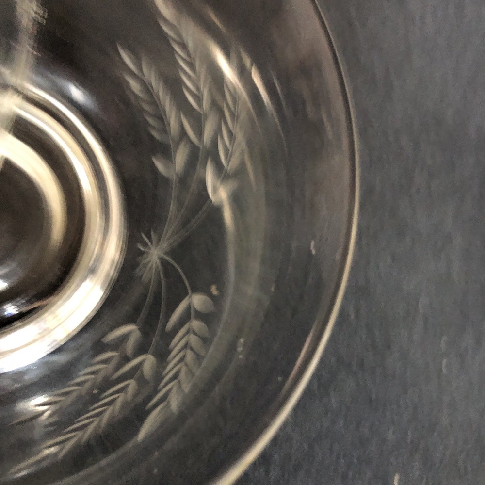 Vintage Etched Glass Divided Bowl with Sterling Silver Base EUC