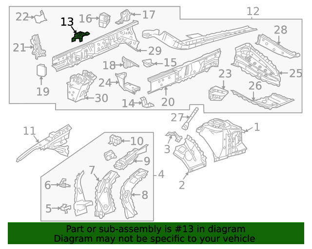 Genuine GM Driver Side Engine Compartment Rail Bracket 23255642