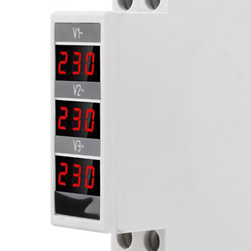 Modular LED Digital Three-Phase Voltmeter for Din Rail Voltage Meter7519