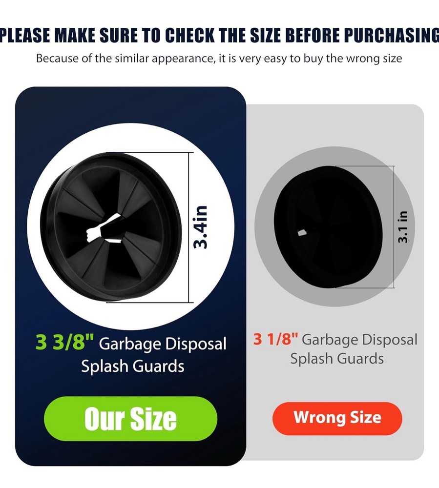 Garbage Disposal Splash Guards 3 3/8 Sink Baffle QCB-AM Replacement for Kitchen