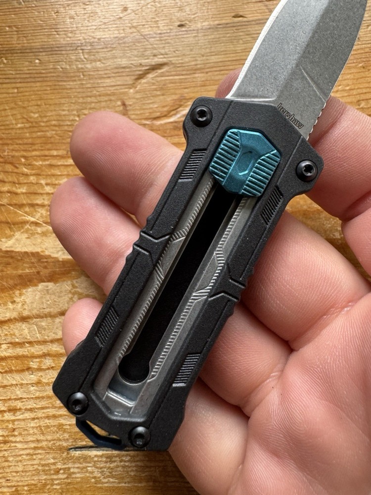 Kershaw Kapsule Manual Open Sliding Button Lock Single Edge Spear Point Blade