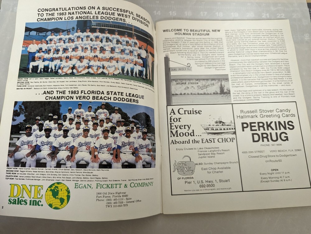 Los Angeles Dodgers 1984 Spring Training Program