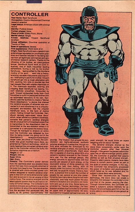 Controller - Iron Man -Official Handbook of Marvel Universe Framed Comic Page