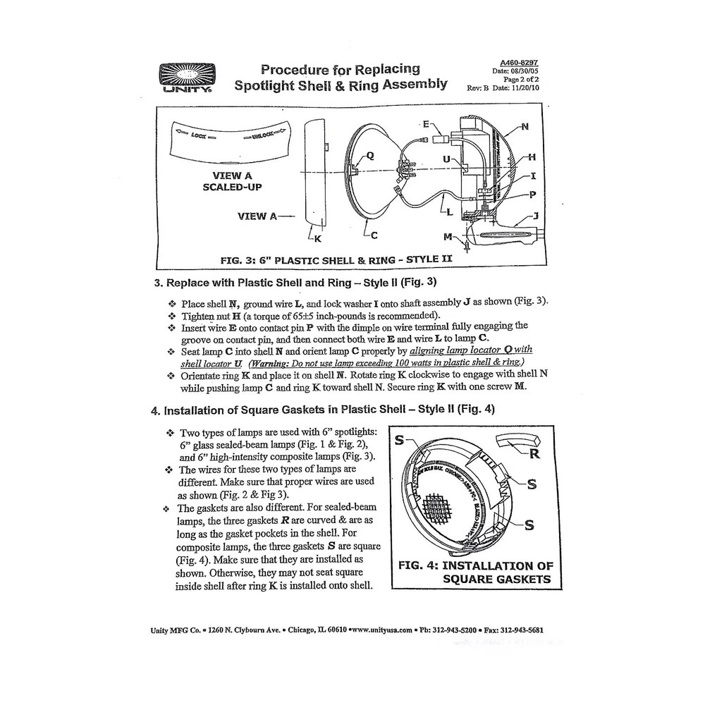 Unity 7662-0003 Spotlight Outer Shell and Front Ring Kit for S04 Heads 6" Chrome