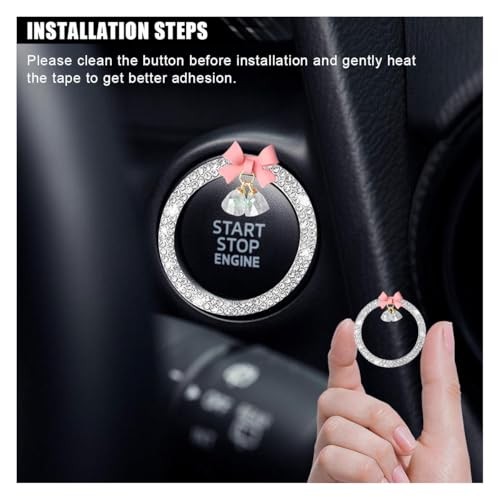 Bling Diamond Car Engine Start Stop Button Decoration Ring, Crystal White
