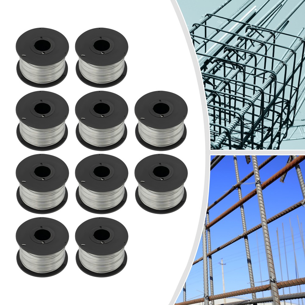 10 Rolls Galvanized Iron Wire for Rebar Tying, 110m/360.89ft