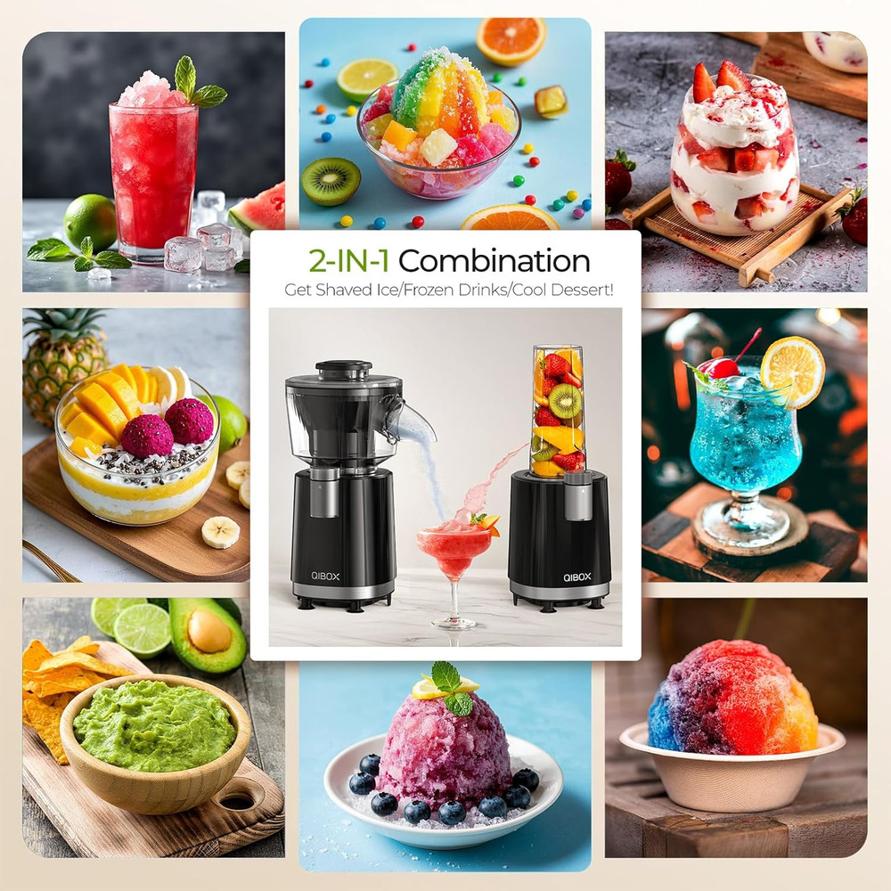 Dual Snow Cone & Smoothie Maker - 700W Shaved Ice Machine