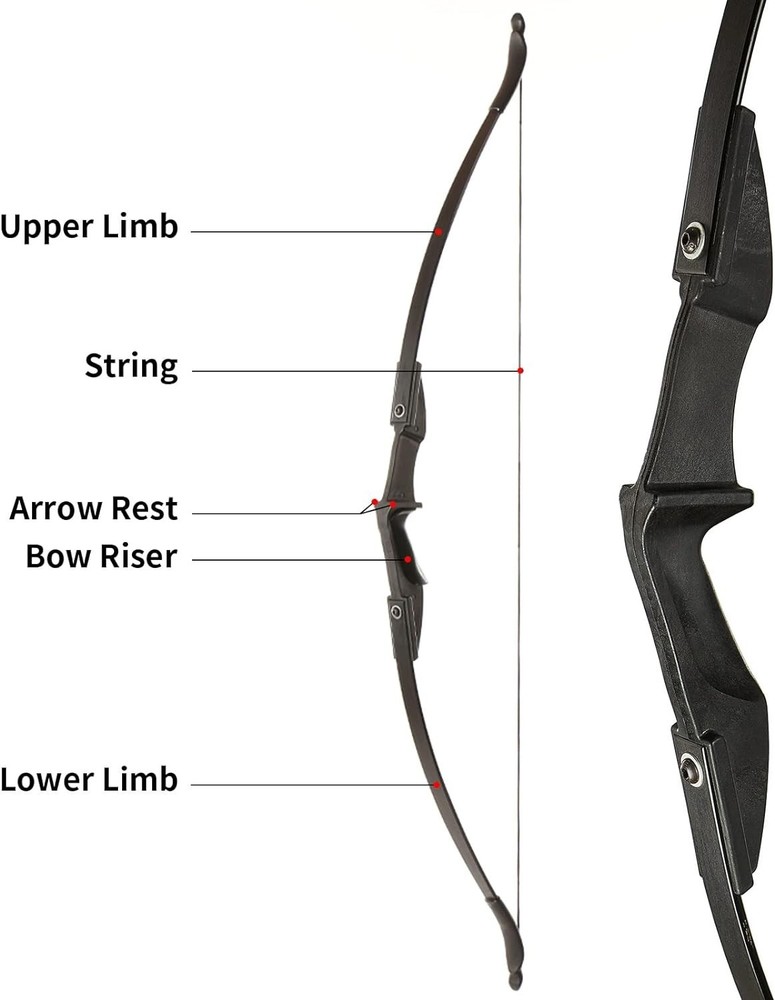 Ambidextrous 57" Black Archery Bow for Beginners - Lightweight & Ergonomic