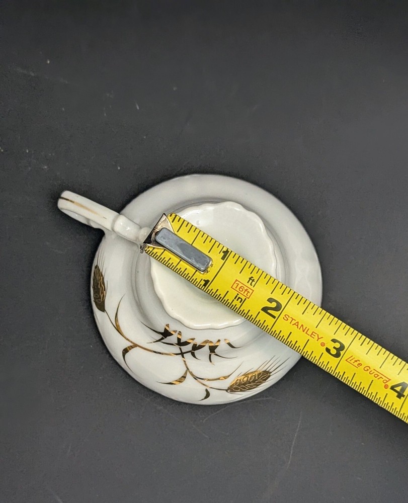 White & Gold W/ Embossed Pattern And Gold Painted Wheat Pattern On Cup