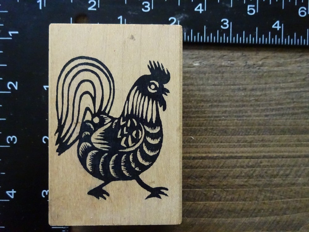ROOSTER BIRD Rubber Stamp by STAMP FRANCISCO