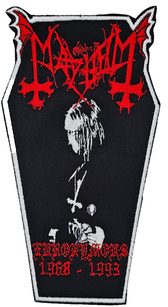 MAYHEM EURONYMOUS RED | WHITE COFFIN BORDER EMBROIDERED PATCH