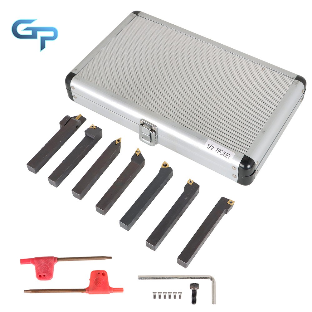 Milling Cutter 1/2" Indexable Carbide Turning Tool Set For Lathe Turnining 7Pack