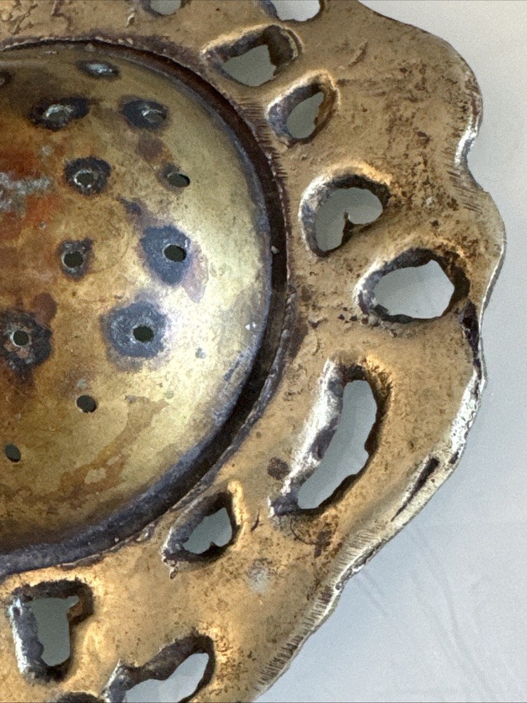 Antique Brass Ornate Tea Strainer