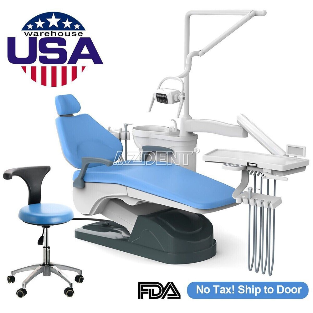 Dental Unit Chair Computer Controlled +Stool Silla Kit/Post Mounted Utility Tray