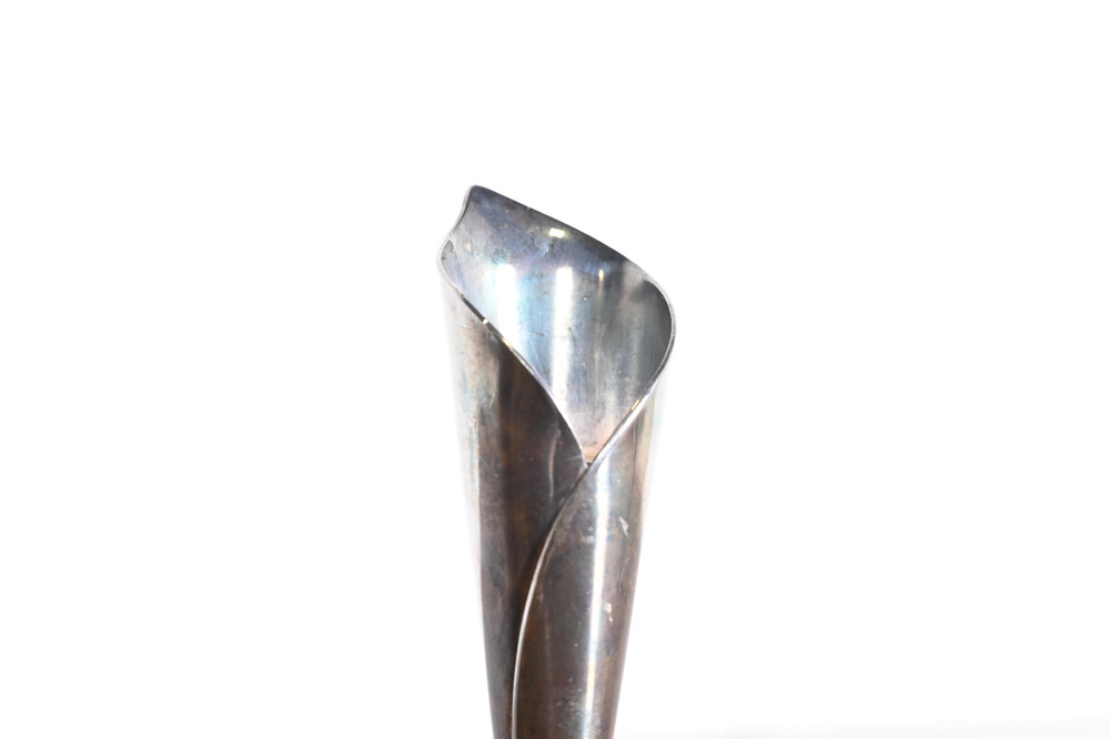 Hans Jensen Danish Modern Calla Lily Silverplate Candlesticks, Pair