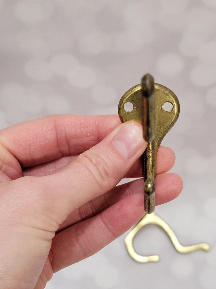 Pair Vintage Brass Matching Double Wall Hooks