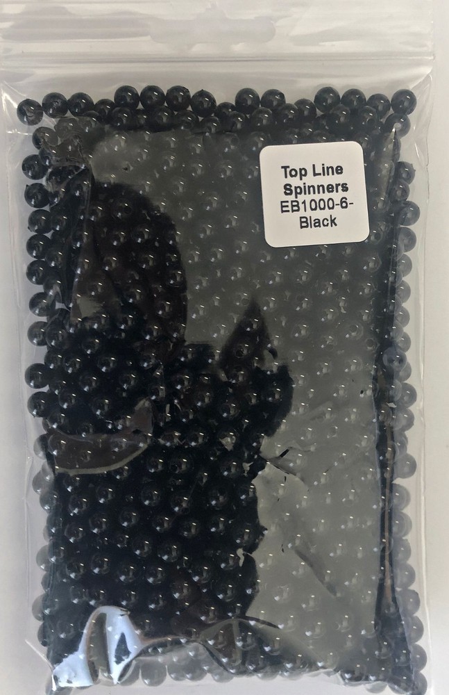 Pkg of 1000 each Black 6mm plastic round beads