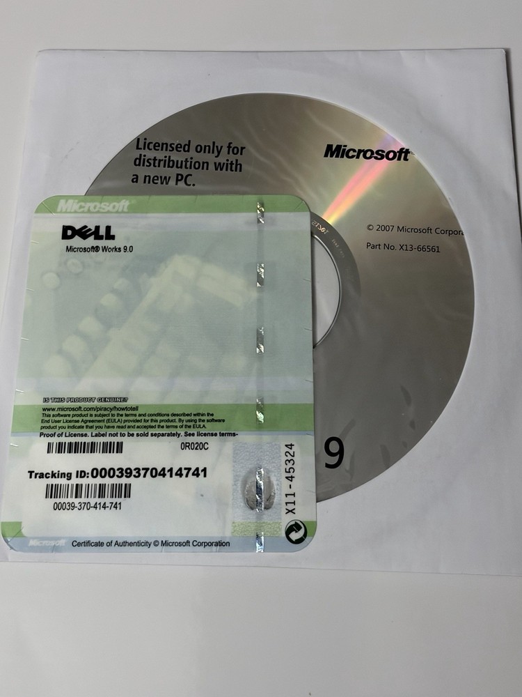 Microsoft WORKS 9 Software CD-ROM New PC Distribution Version X13-66561 (2007)