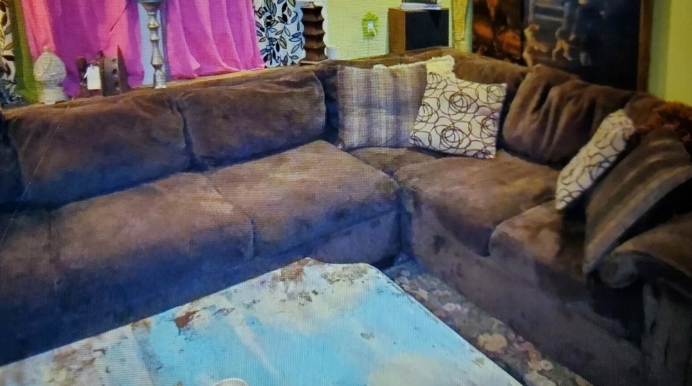 CHARMING 3 PIECE SECTIONAL SOFA - BROWN CHENILLE FABRIC