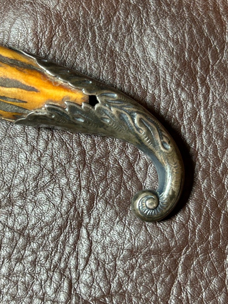 Antique Staghorn T-Handle Corkscrew with Engraved Sterling Endcaps