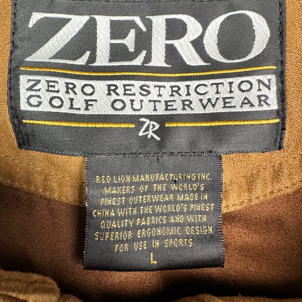 Vintage Zero Restriction Golf Jacket Mens L Pullover Microfiber Brown L/S