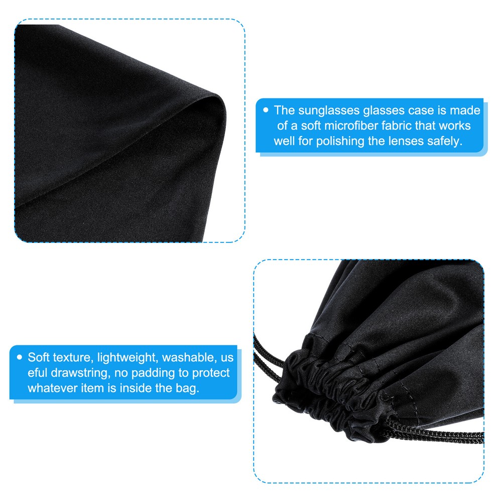 Ski Goggle Bag, Microfiber Snow Goggles Case Drawstring Pouch Black