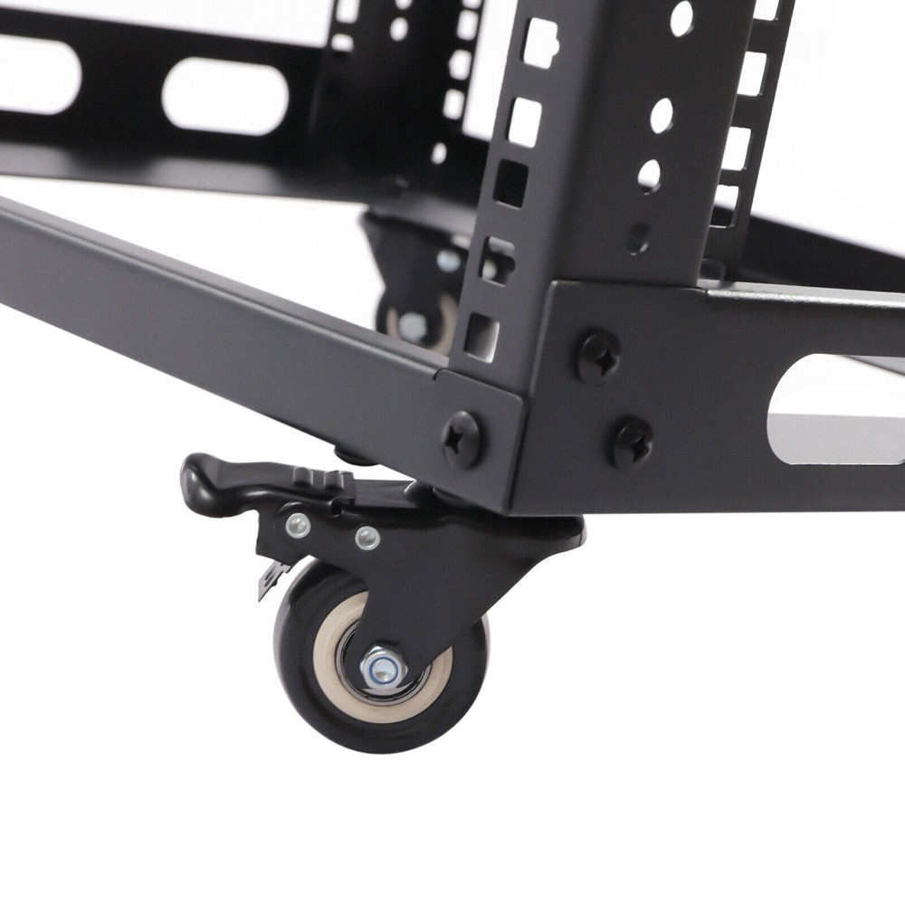 18U 4 Post Open Frame Network Server Rack Holder on Caters Adjustable 0-31.5"