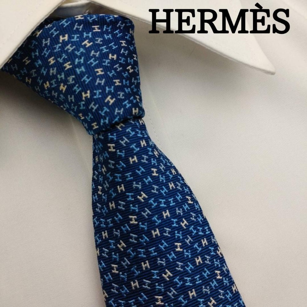 Hermes Silk Tie All Over Navy