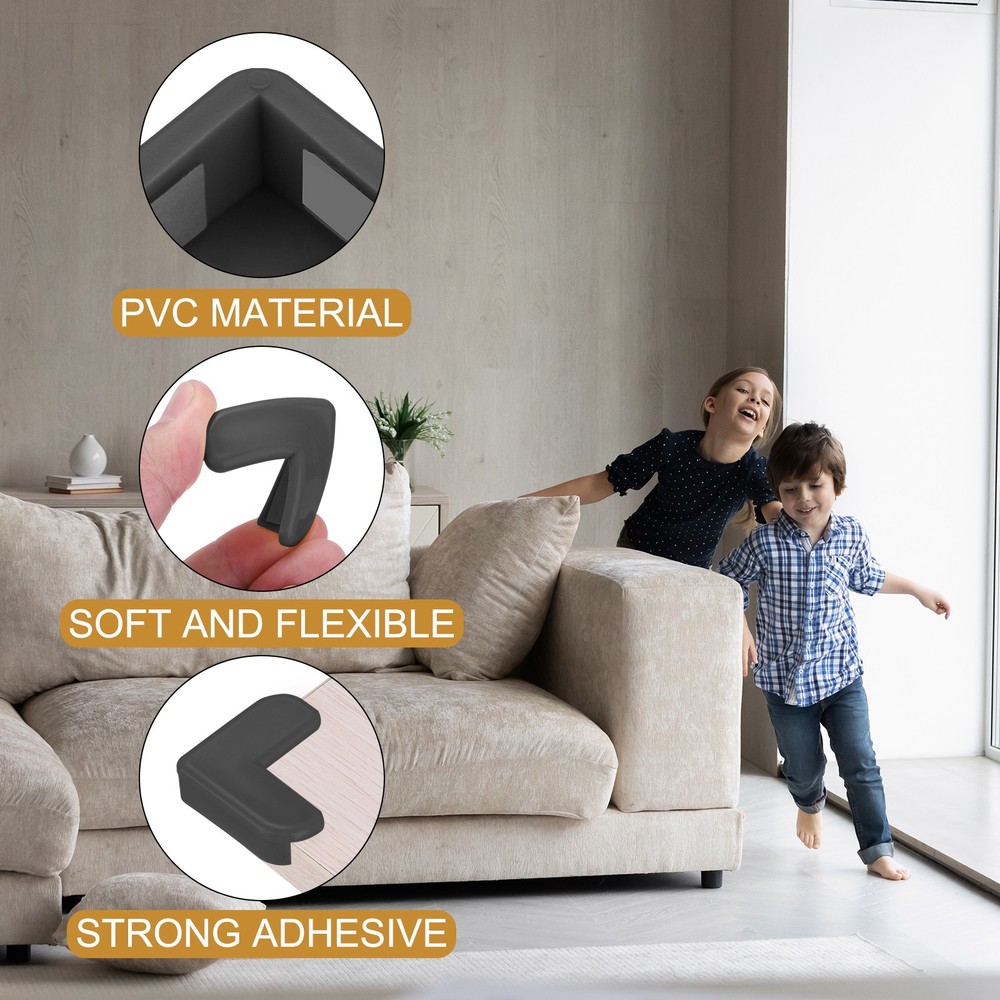 16Pcs Corner Protectors Table Corner Protectors L-shaped Black